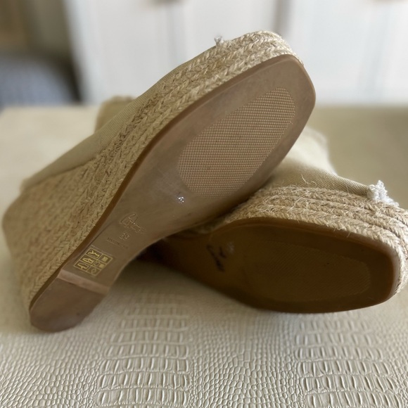 Fatima Mule Canvas Wedge Espadrille Sandals Womens 38 7.5 Sand Tan Clog - Picture 10 of 10
